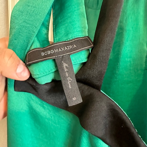 Emerald Green and black BCBG cutout halter top - Picture 3 of 4